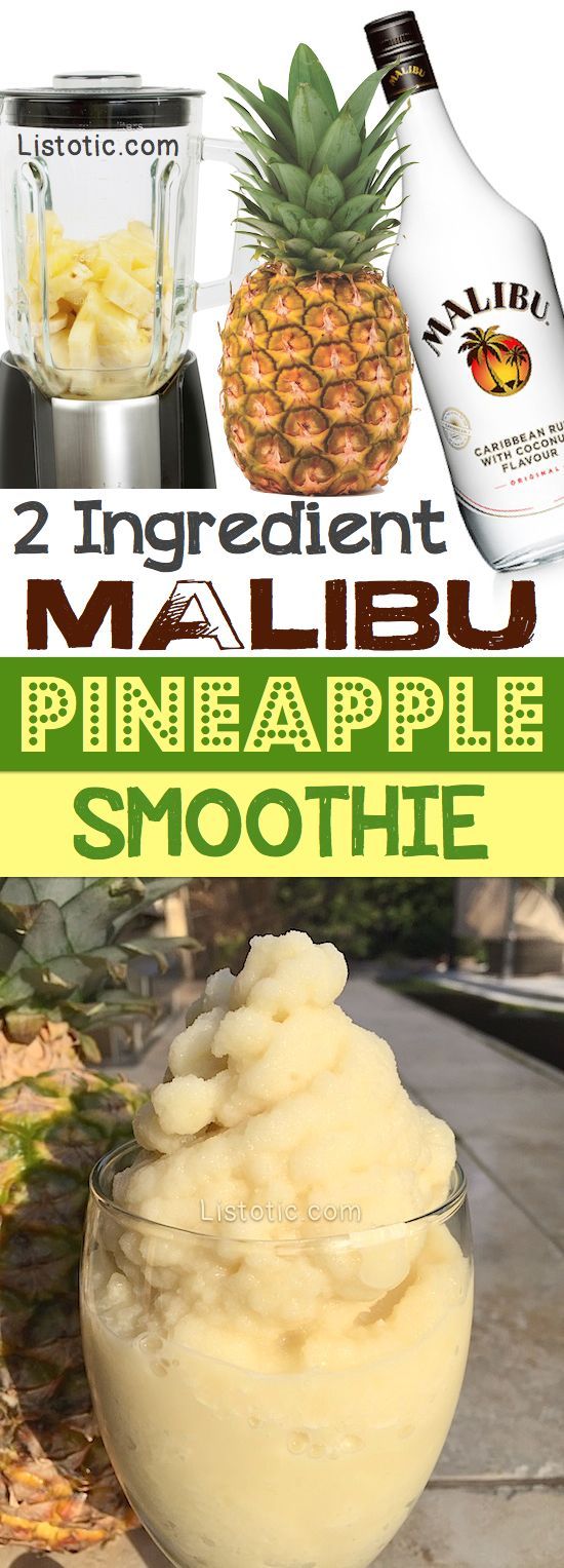 A super yummy spiked pineapple smoothie (almost like soft serve) made with just 2 ingredients!