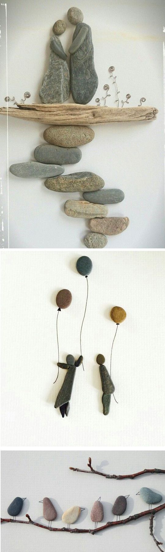 Beautiful inspiration for art with rocks, twigs and other nature items. Natural art would be perfect for a garden or canvas.