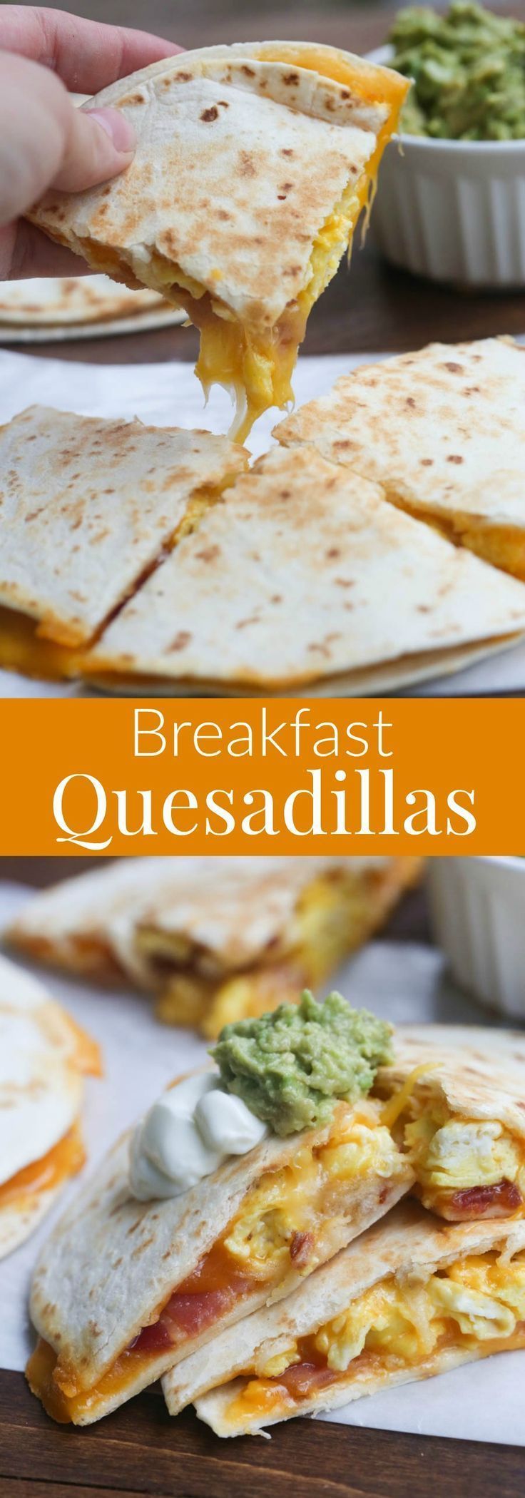 Breakfast Quesadillas with bacon, egg and cheese. An easy breakfast or dinner idea the family is sure to LOVE! | Tastes Better