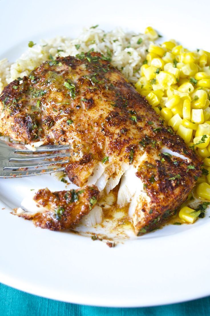 Cod filets are rubbed with a flavorful spice mixture before roasting to perfection. Top it off with a delicious lime-butter sauce