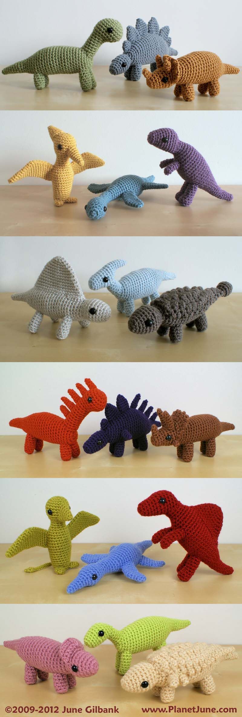 Colourful, chunky, and realistic – crochet 18 different species of dinosaur with these patterns: www.planetjune.com/dinosaurs