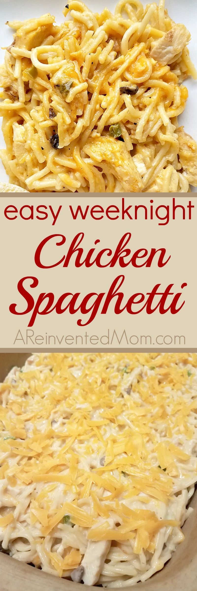 Comfort food simple enough for a week day – Easy Weeknight Chicken Spaghetti – A Reinvented Mom