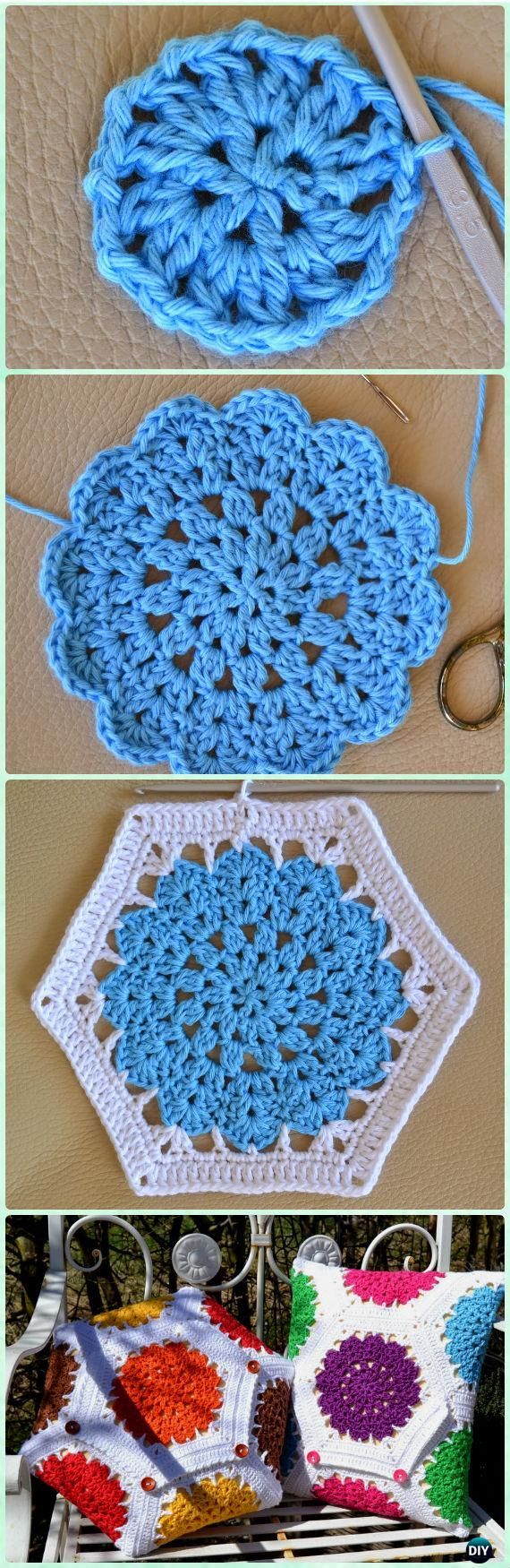 Crochet Mandala Flower Hexagon Motif Free Pattern – Crochet Hexagon Motif Free Patterns