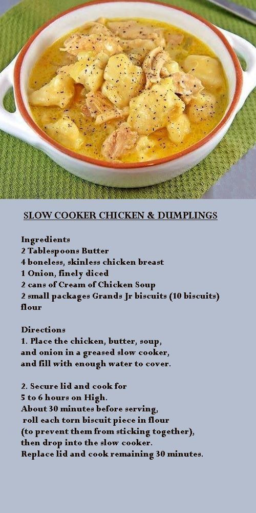 Crock pot chicken and dumplings **like Cindys (sort of) ***Cindy says – I used chicken tenders… Easier to shred up… 2 cans of