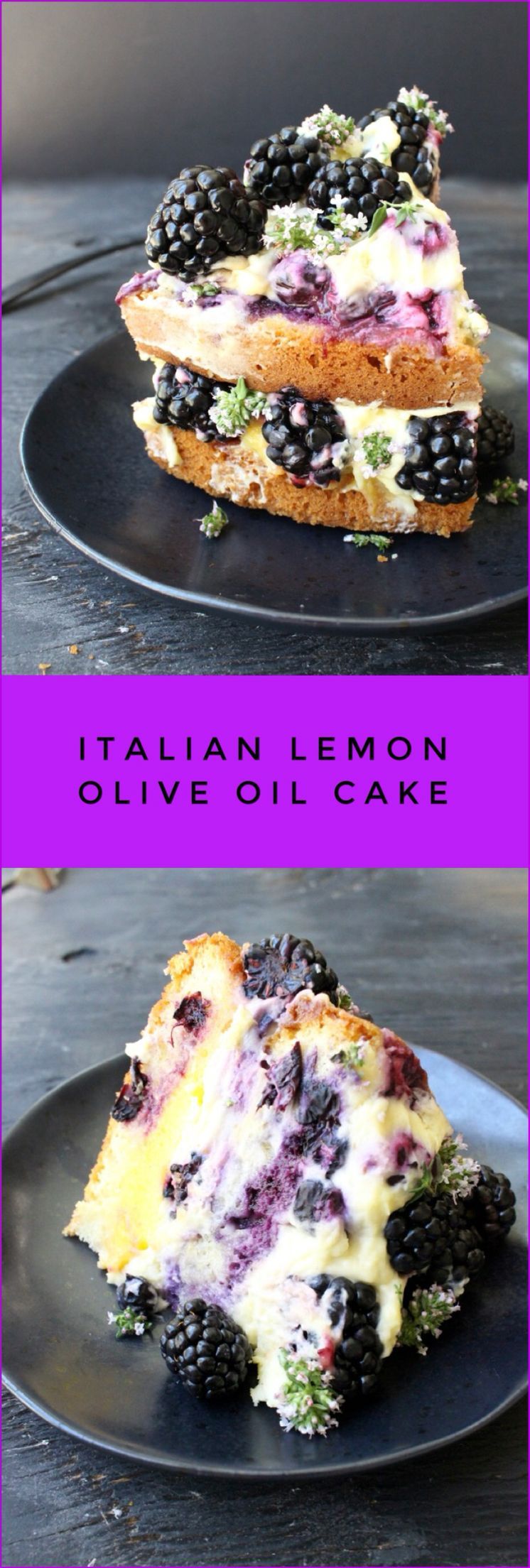 Italian Lemon Olive Oil Cake with Berried Whipped Mascarpone and Lemon Curd Layers | CiaoFlorentina.com @CiaoFlorentina