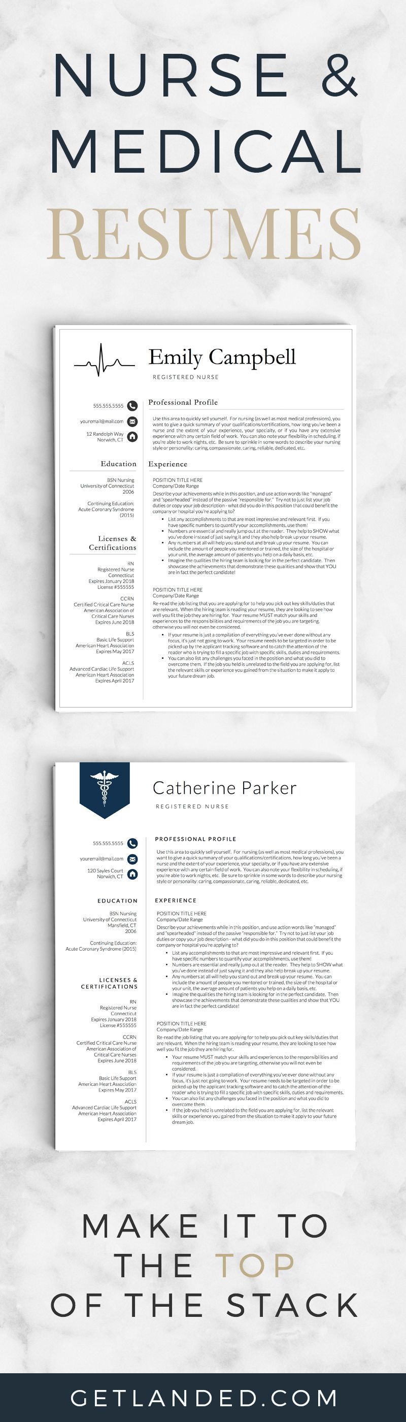 Nurse resume templates | Medical resumes | Resume templates specifically designed for the nursing profession!