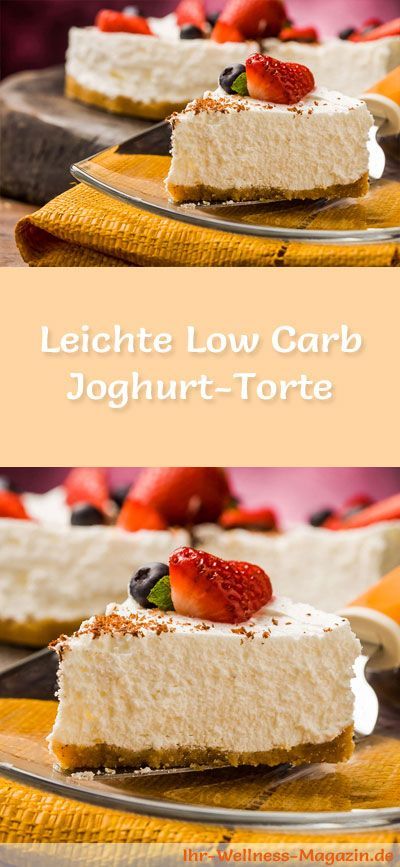 Rezept für eine leichte Low Carb Joghurt-Torte: Der kohlenhydratarme Kuchen wird ohne Zucker und Getreidemehl gebacken