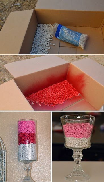spray painted beans – cute and cheap vase filler