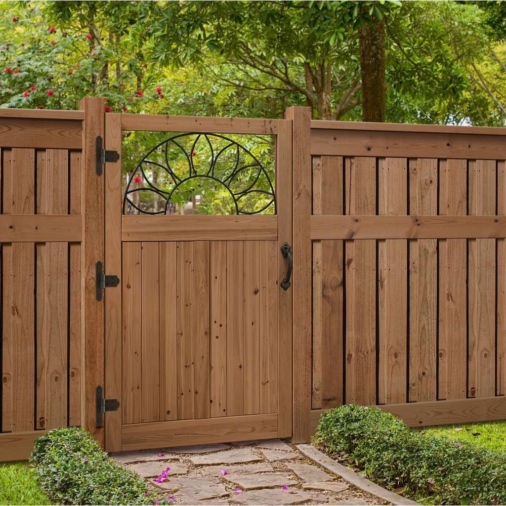 3.5 ft. x 6 ft. Cedar Fence Gate with Sunrise Insert-201569 – The Home Depot