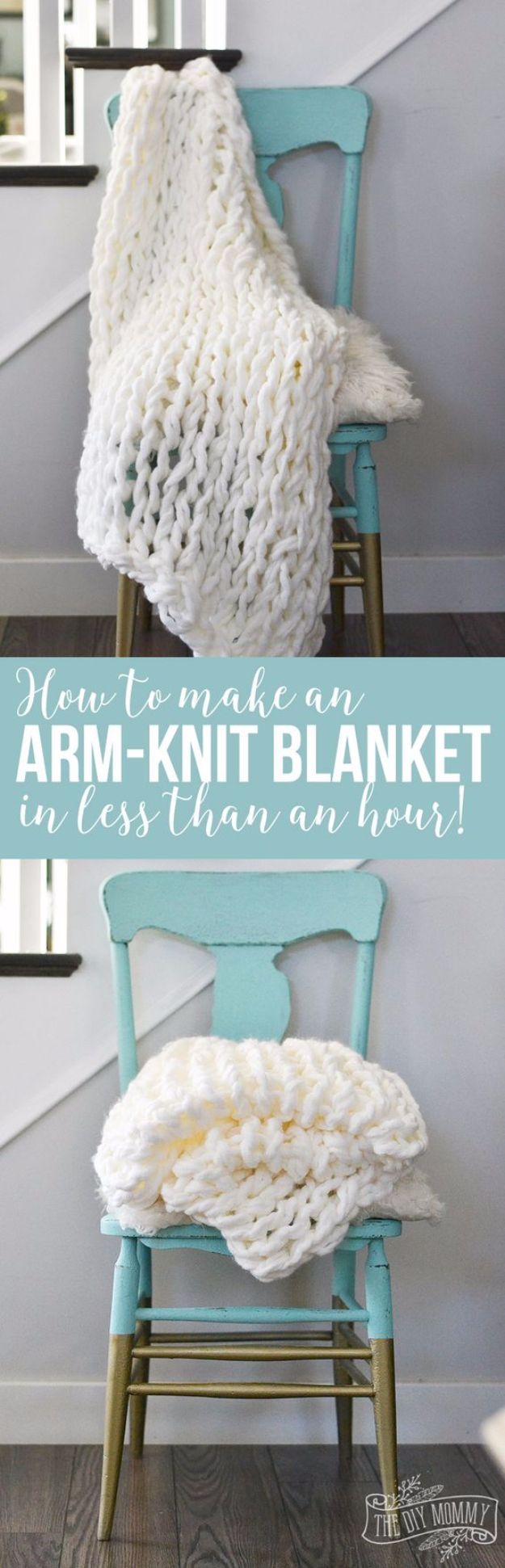 32 Easy Knitted Gifts – Arm Knit Blanket In Less Than An Hour – Last Minute Knitted Gifts, Best Knitted Gifts For Anyone, Easy