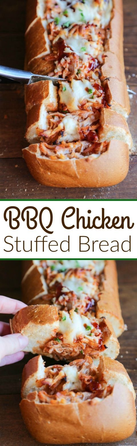 BBQ Chicken Stuffed Bread – Crusty artisan bread filled with cheesy bbq chicken filling. A fun twist to traditional BBQ chicken