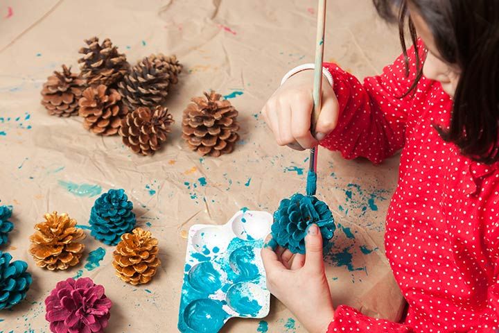 21 Interesting Christmas Crafts For Kids of All Ages -   Pine Cone Christmas Ornament Ideas