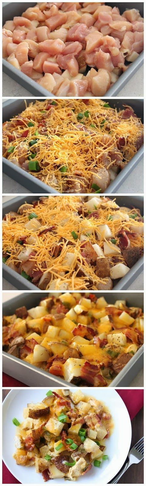 Loaded Baked Potato and Chicken Casserole.. This needs to be lightened up a bit but looks like something I need to test for