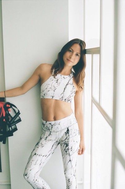 Pants: marble leggings white marble workout leggings workout bra sportswear sporty sports bra top