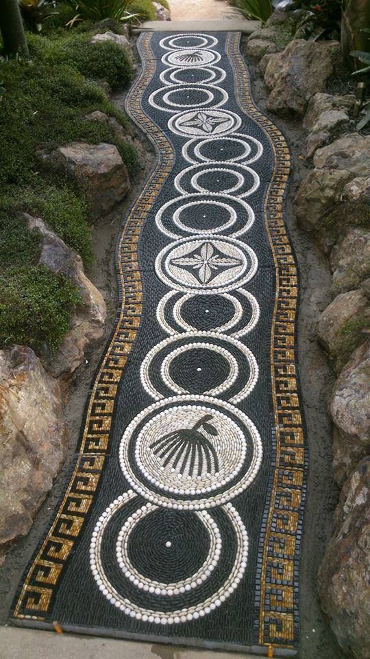 Pebble mosaic path by John Botica www.powerofpebble…