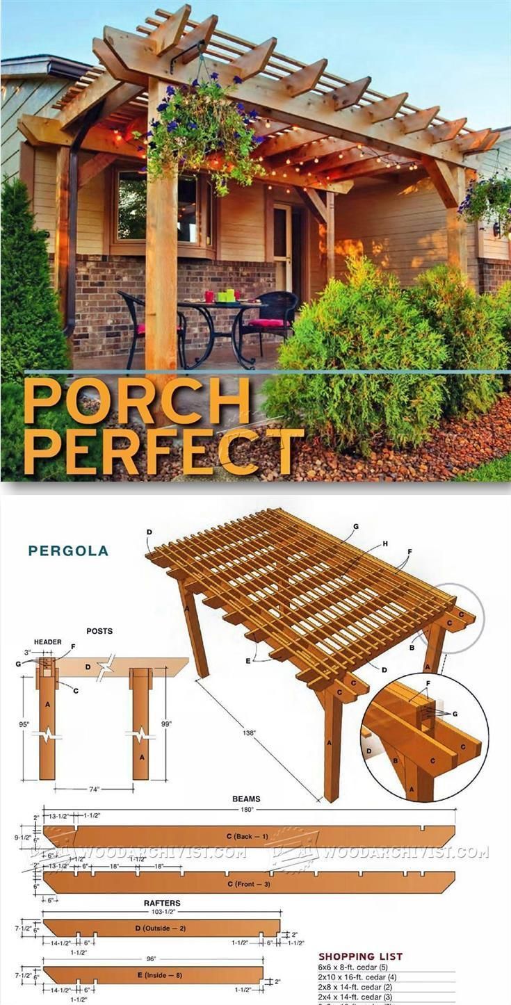 Porch Pergola Plans – Outdoor Plans and Projects | WoodArchivist.com