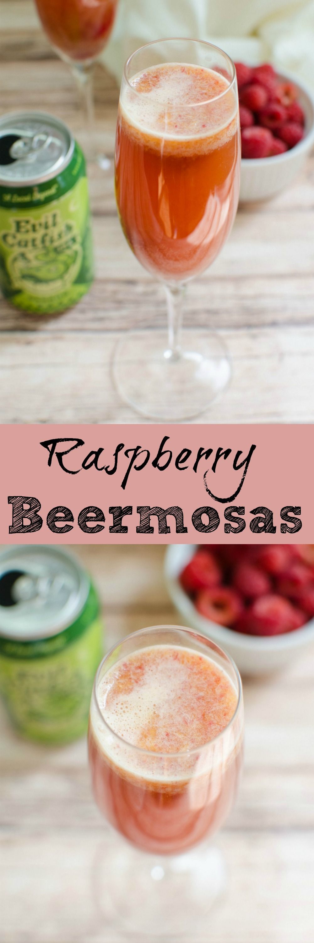 Raspberry Beermosas – the perfect brunch cocktail for beer lovers! Fresh raspberries, orange juice, and your fave beer make the