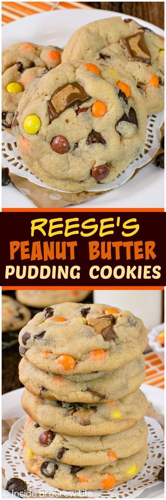 Reeses Peanut Butter Pudding Cookies – this soft and chewy cookie recipe is loaded with chocolate and candy! Great dessert to fill