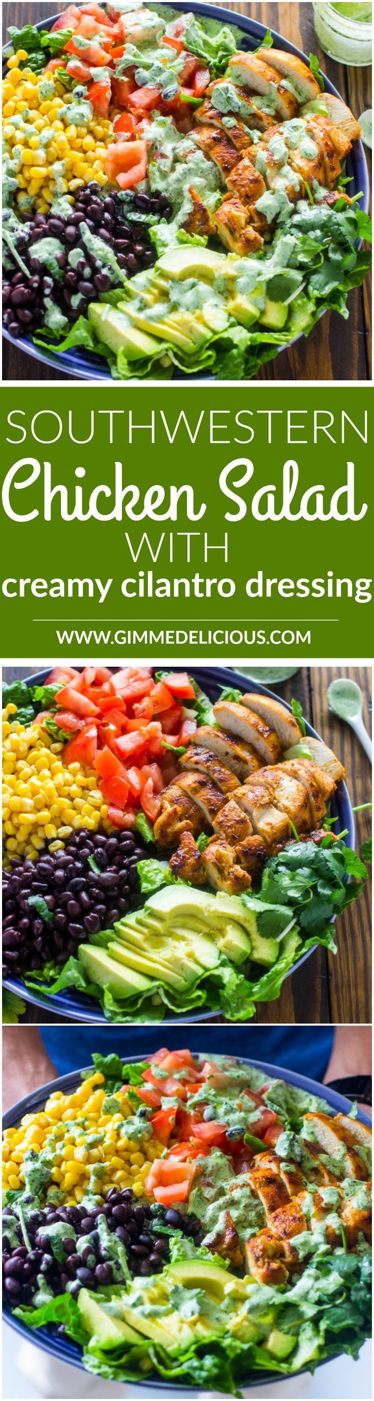 Southwestern chicken salad with creamy cilantro dressing is 1000x more delicious, fresher, and healthier than any restaurant salad