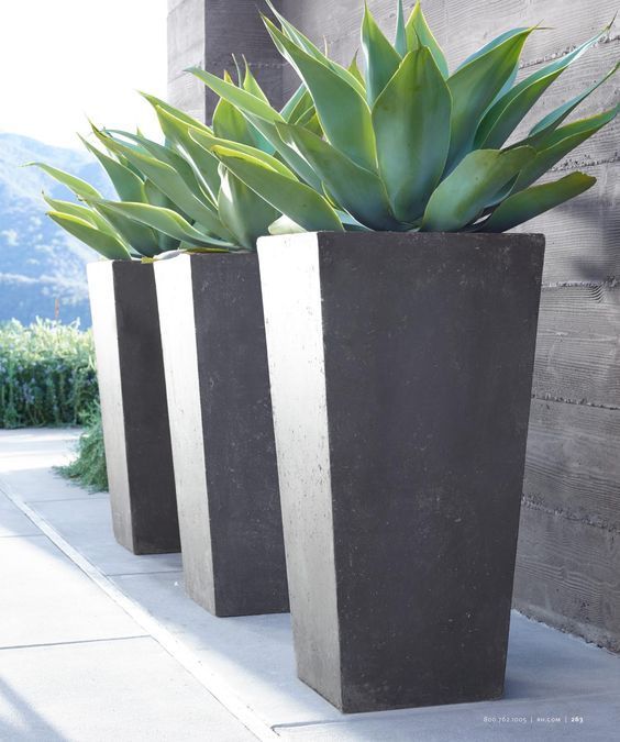 tall grey modern planters