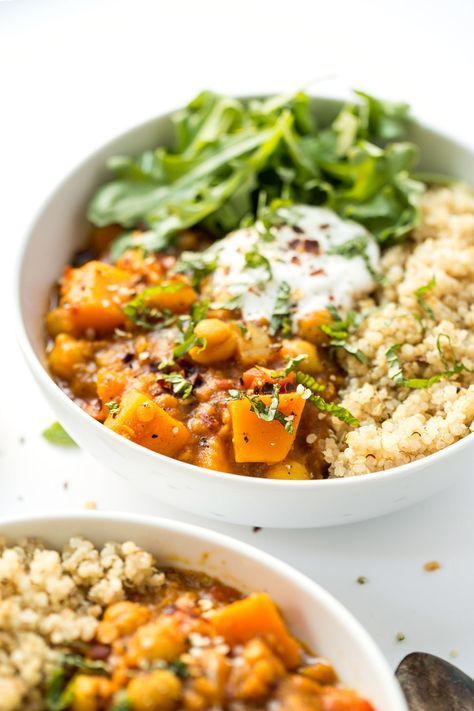 This slow cooker Moroccan Chickpea Stew is filled with tons of vegetables but is hearty and comforting. Its easy to make, is