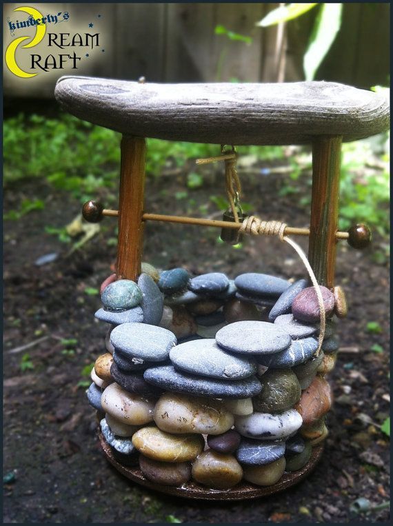 Wishing Well // Authentic Sea Glass or Stone Well  // Indoor/Outdoor  on Etsy, $35.00