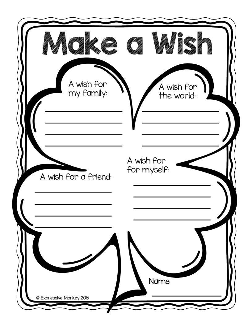 A FREE page by Expressive Monkey. Use this lucky 4-leaf clover to get to know your students better. As they write a sentence about