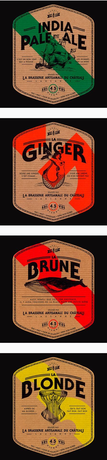 Brasserie Artisanale du Château modern vintage labels