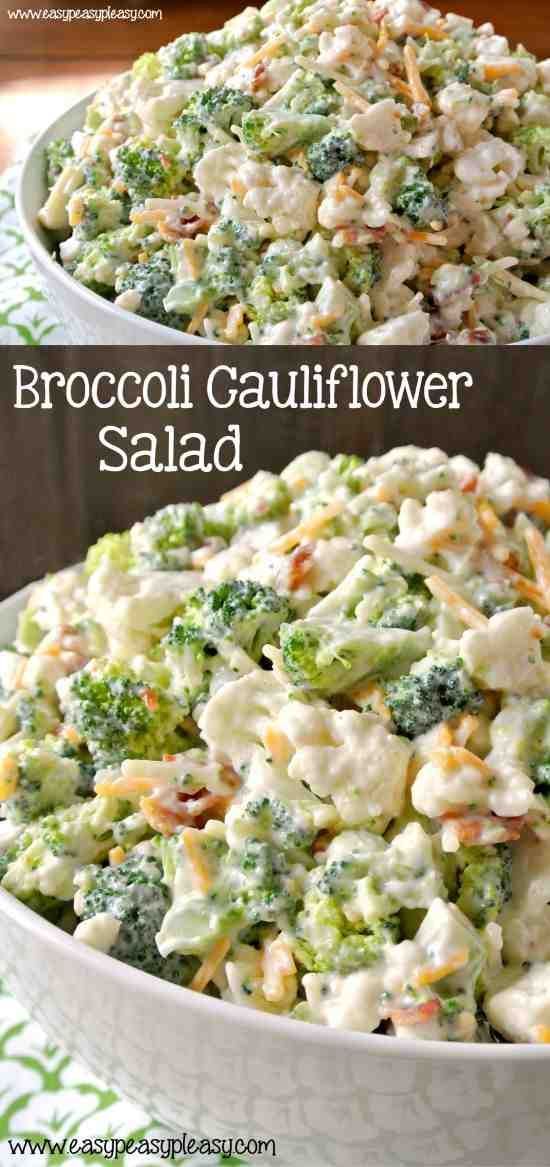 Deliciously Sweet Broccoli Cauliflower Salad – bacon, broccoli, cauliflower, cheese, healthy, recipes