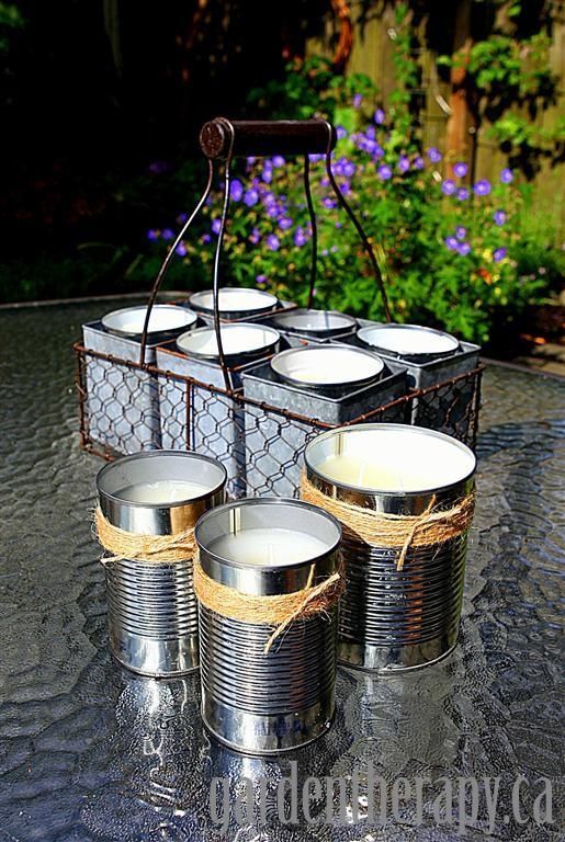 DIY citronella candles in upcycled soup cans – Click image to find more diy & crafts Pinterest pins