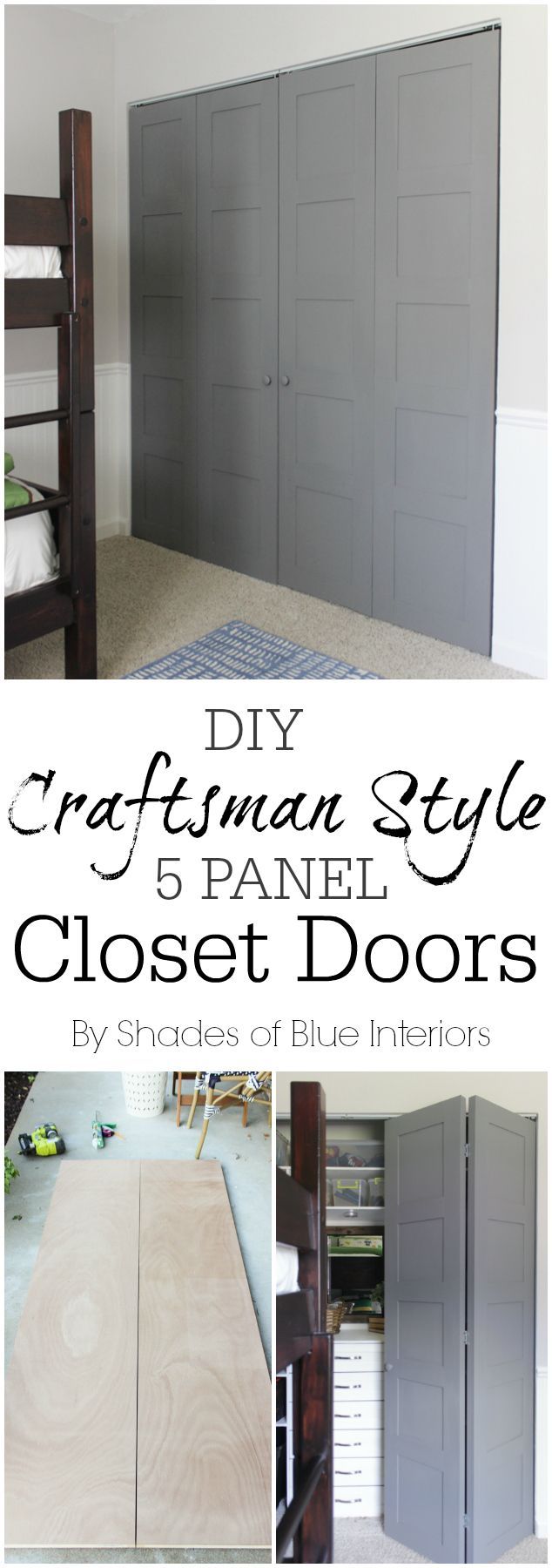 DIY Craftsman Style 5 panel closet doors -bifold closet door update