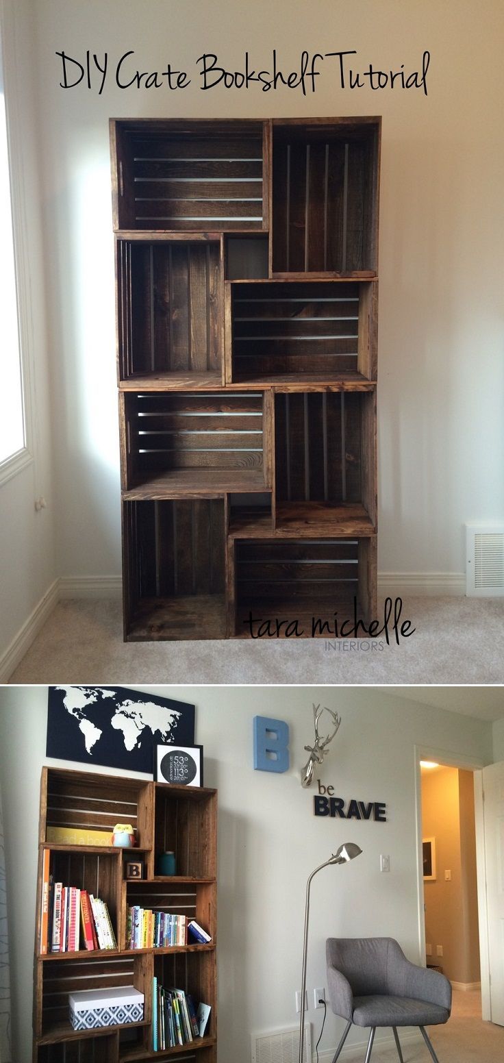 DIY Crate Bookshelf Tutorial – 16 Best DIY Furniture Projects Revealed – Update Your Home on a Budget!