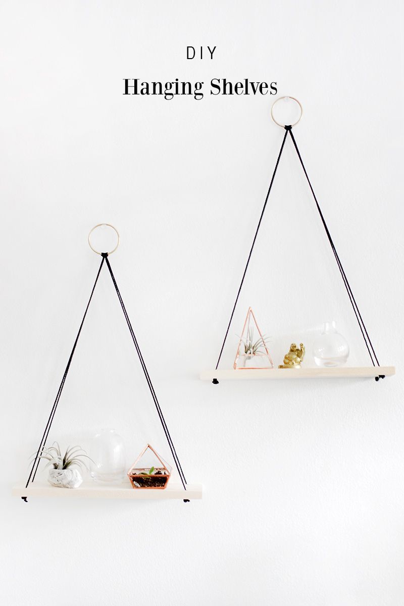 DIY Hanging Shelves — a decor tutorial from Why Dont You Make Me. Such a cute idea for vertical space on your walls!