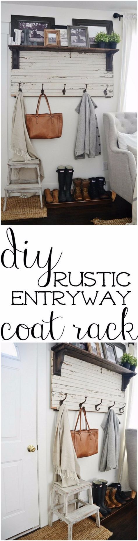 DIY Ideas for Your Entry – DIY Rustic Entryway Coat Rack – Cool and Creative Home Decor or Entryway and Hall. Modern, Rustic and