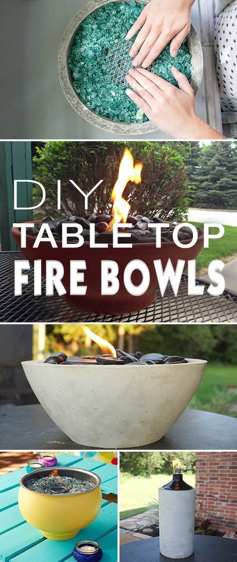 DIY Table Top Fire Bowls! • Check out these wonderful table top fire bowl projects! Easy…. and they look great in any garden