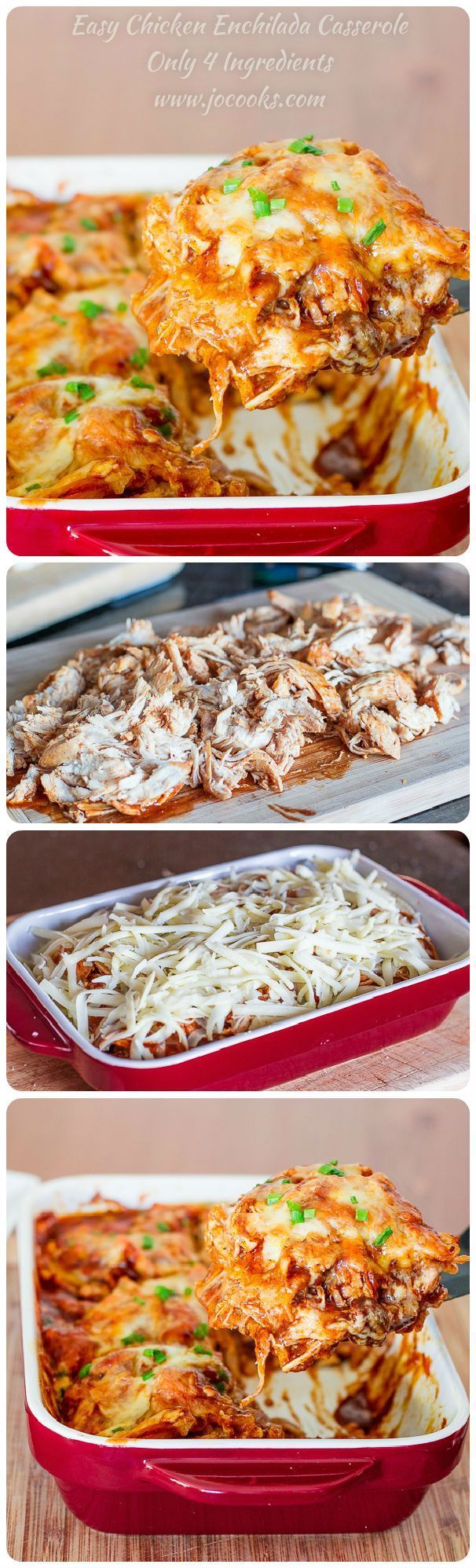 Easy Chicken Enchilada Casserole  4 ingredients is all it takes to make this popular Mexican dish. Its cheesy, its spicy, its