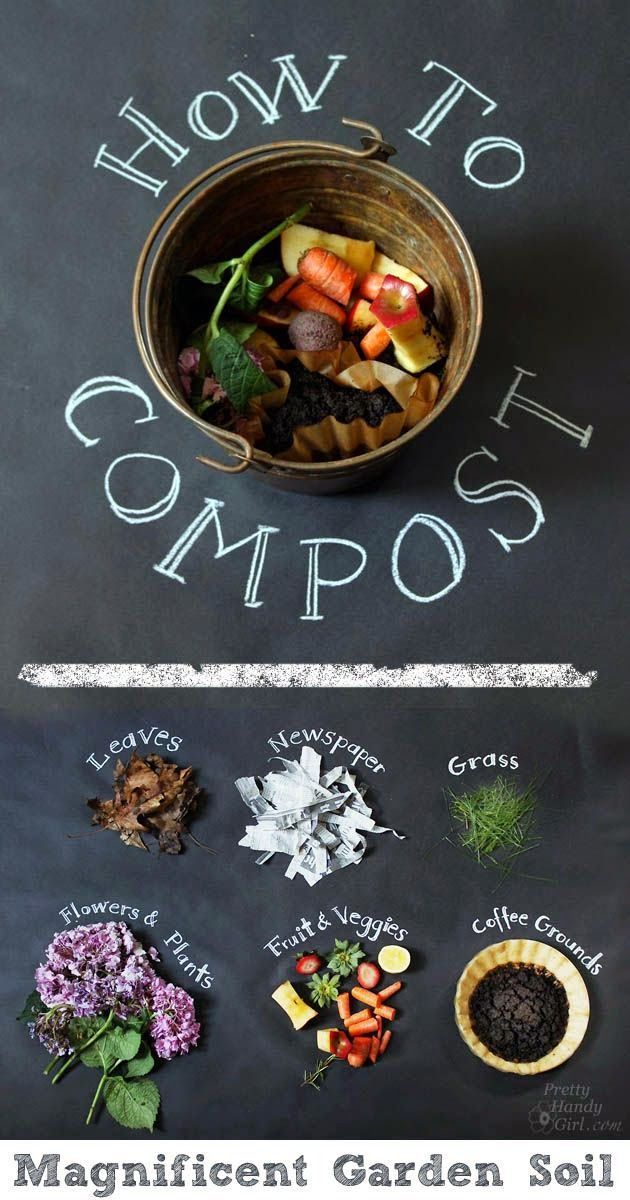 For my composting bin at the back: How to Compost – food scraps, coffee grounds, leaves, and of course…a few worms.