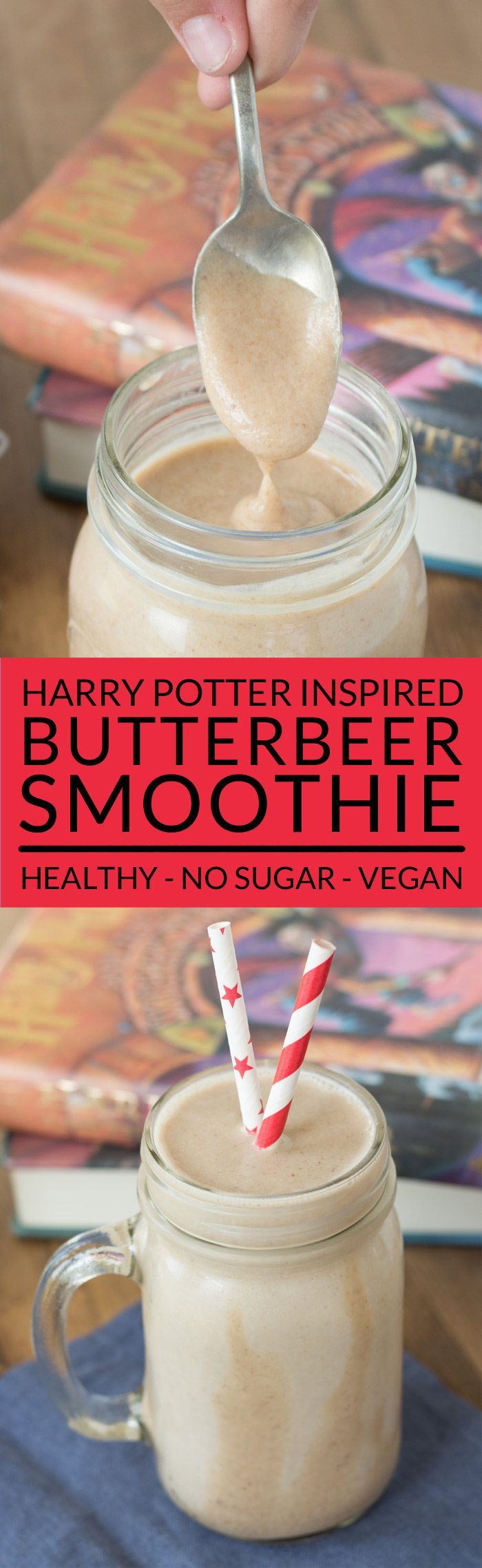 Make a homemade Harry Potter Butterbeer Smoothie and feel the magic! This easy smoothie recipe tastes like the Butterbeer sold at