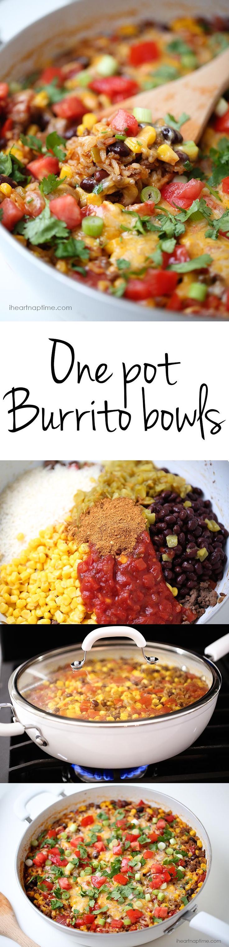 One pot burrito bowls recipe …YUM! Done in 30 minutes, perfect for busy nights!