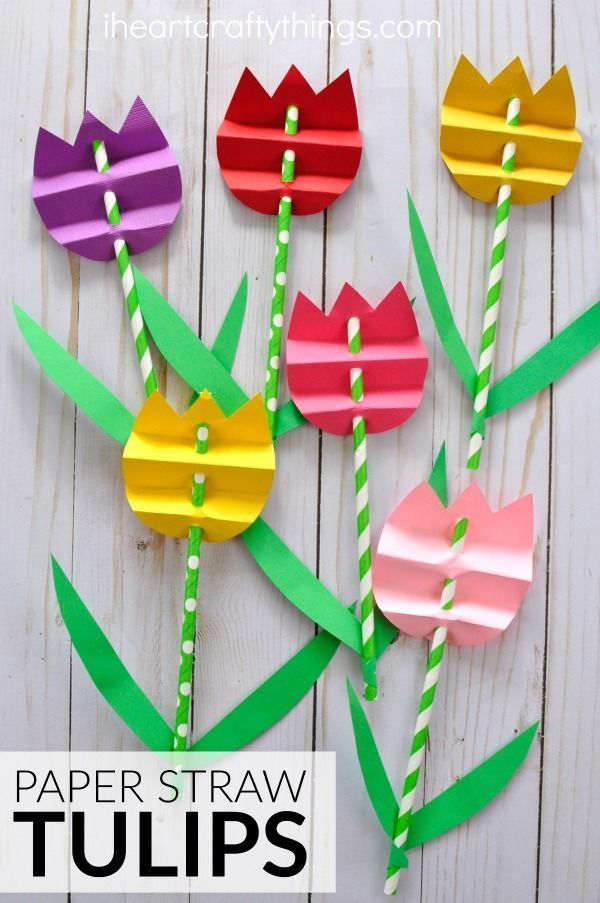 Pretty paper straw tulips! A great spring craft for elementary kids!