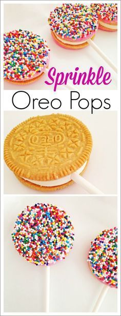 Quick and easy sprinkle Oreo pops DIY, perfect for party favors, a dessert table, or Valentine’s Day treats! See more party ideas
