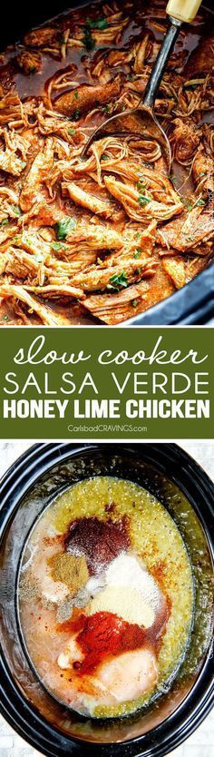 Slow Cooker Salsa Verde Honey Lime Chicken (and Tacos!) – the flavor of this chicken is out of this world! the best quot;dump and