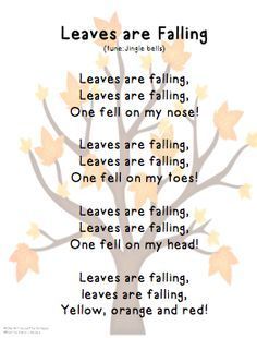 Song, “Leaves are Falling” (tune: “Jingle Bells”)