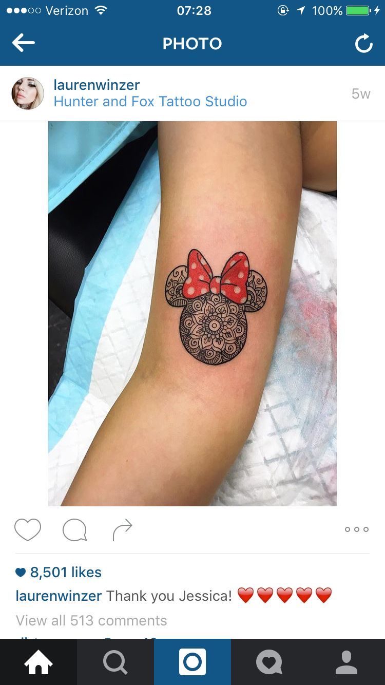 Tattoo design from Lauren winser Instagram. Disney Minnie Mouse mandala