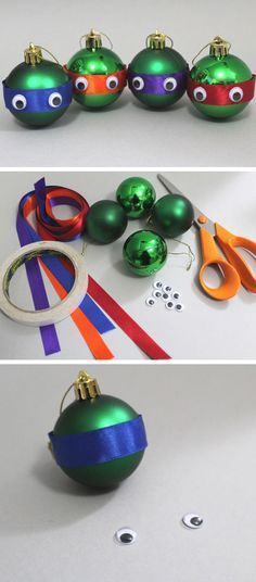 Teenage Mutant Ninja Turtle Baubles | Click for 25 DIY Christmas Crafts for Kids to Make | DIY Christmas Decorations for Kids to