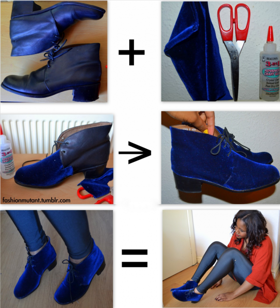 These are so cool! DIY velvet shoes – rouble w/link but the pictures explain the DIY