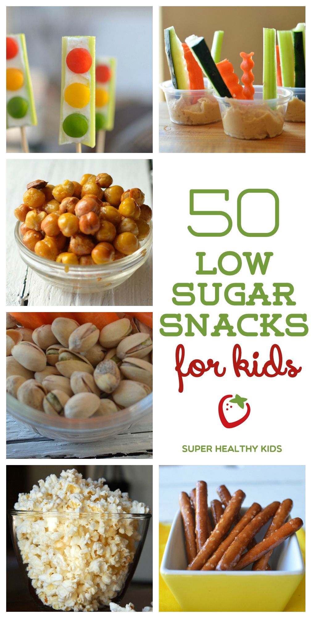 This is the best list Ive ever seen! 50 low sugar snack ideas that kids will love. www.superhealthykids.com