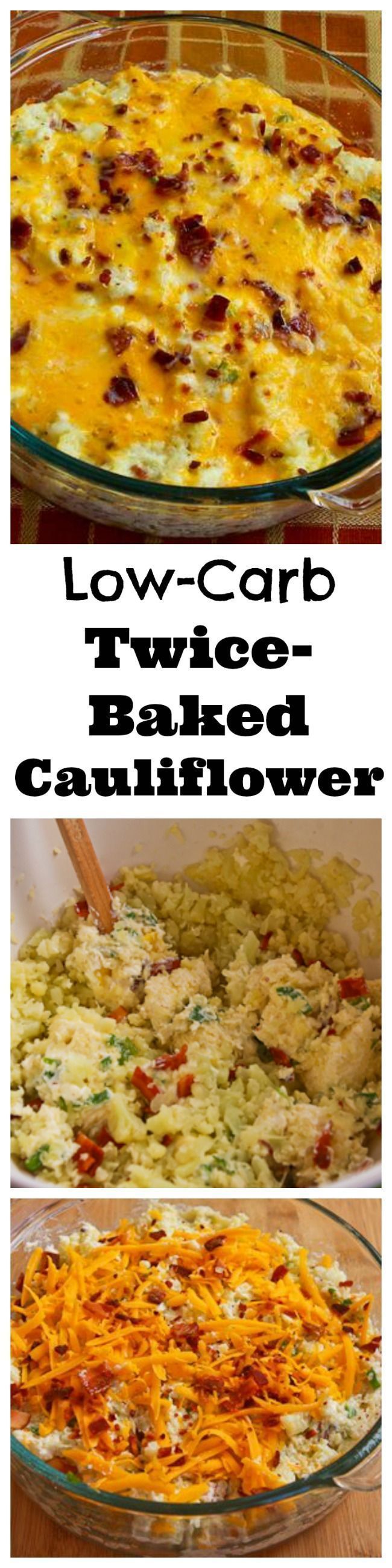 This Low-Carb Twice Baked Cauliflower Casserole tastes like twice-baked potatoes, minus the carbs.  This recipe has been pinned