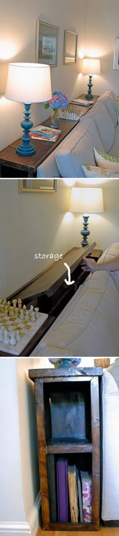 20 Great Ways to Make Use Of The Space Behind Couch For Extra Storage And Visual Depth – Hative #diy_storage_table