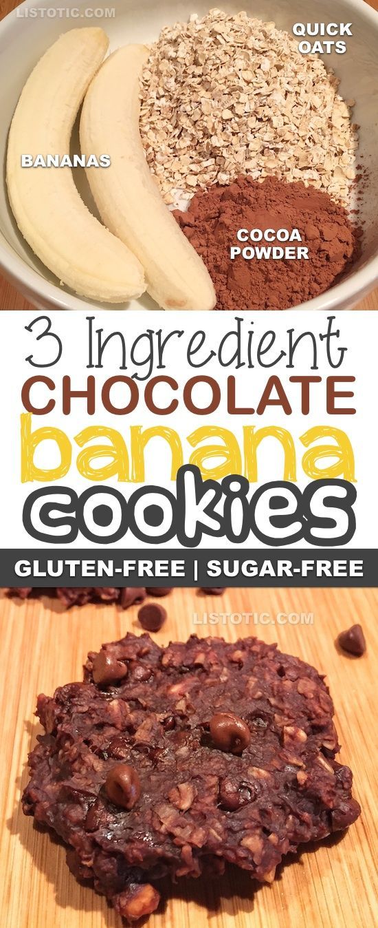 3 Ingredient Healthy Chocolate Banana Cookies | Sugar free, gluten free, vegan, healthy dessert and snack recipe.
